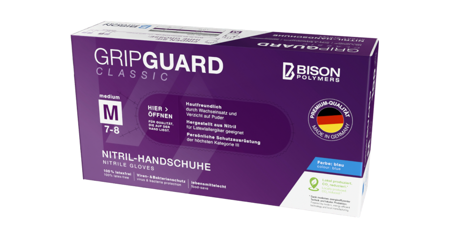 BIS_Pack_gripGUARD_classic_blau_M_V14_FRONT_960x500_0000 BISON Polymers - GRIPGUARD Classic Nitril Handschuhe