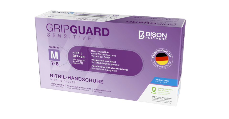 BIS_Pack_gripGUARD_sensitive_M_V6_FRONT_960x500_0000 BISON Polymers - GRIPGUARD Sensitive Nitril Handschuhe