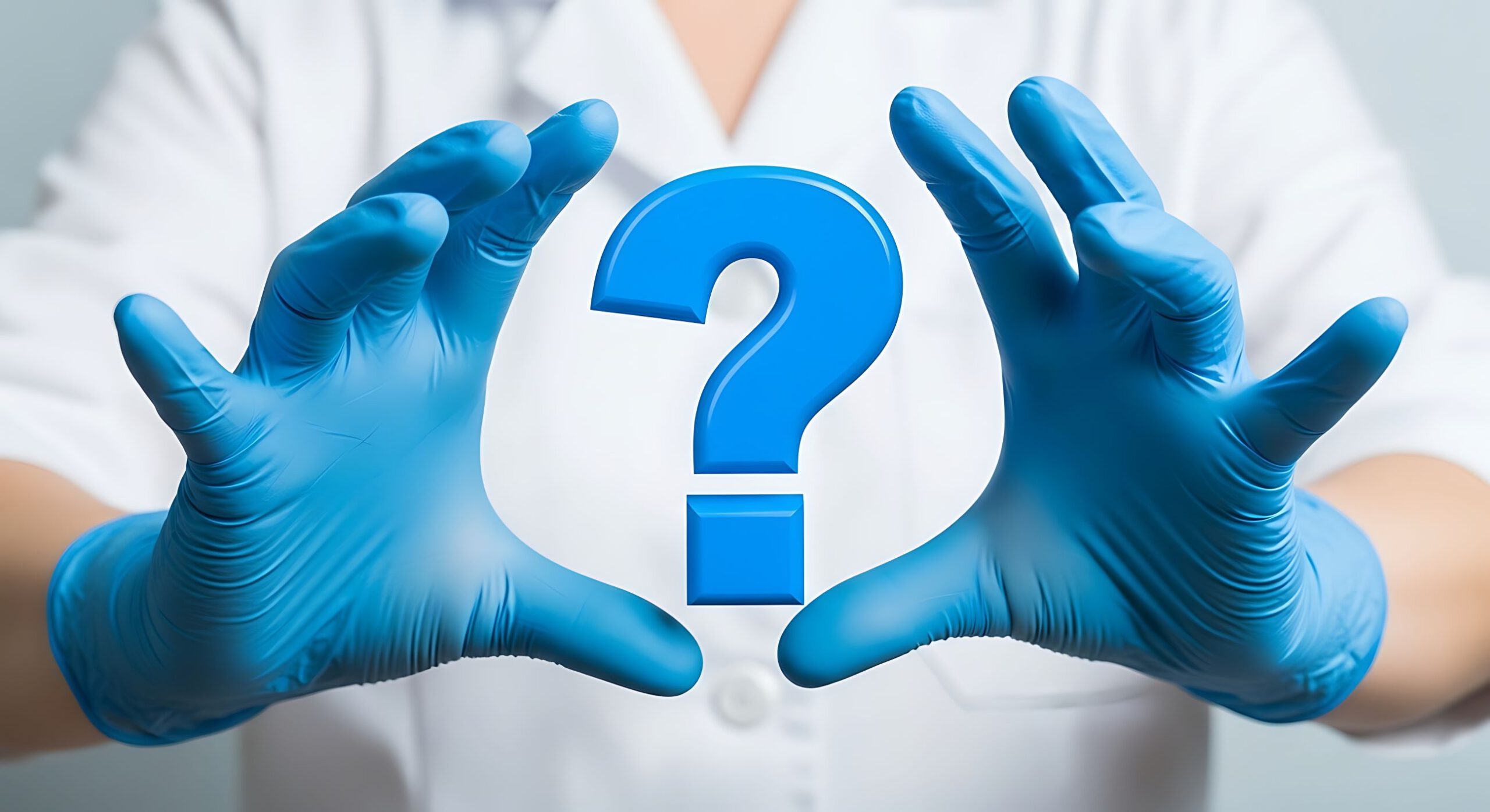 Blaue Nitrilhandschuhe und ein Fragezeichen – Fragen und Antworten zu BISON