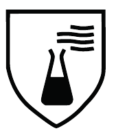 Erlenmeyerkolben im Schutzschild: BISON Chemikalienschutz-Symbol